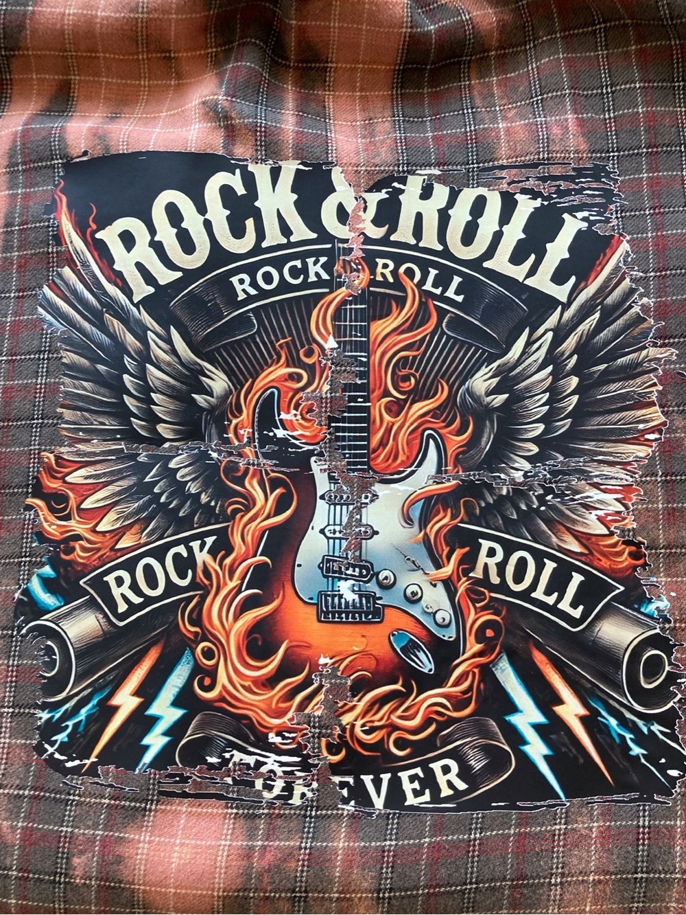 Woolrich Reworked Flannel Rock & Roll Guitar Graphic XL - Picture 6 of 9
